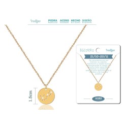 Collar Constelacion Escorpio Acero Dorado - Implantación Coleccion Constelaciones Zodiaco